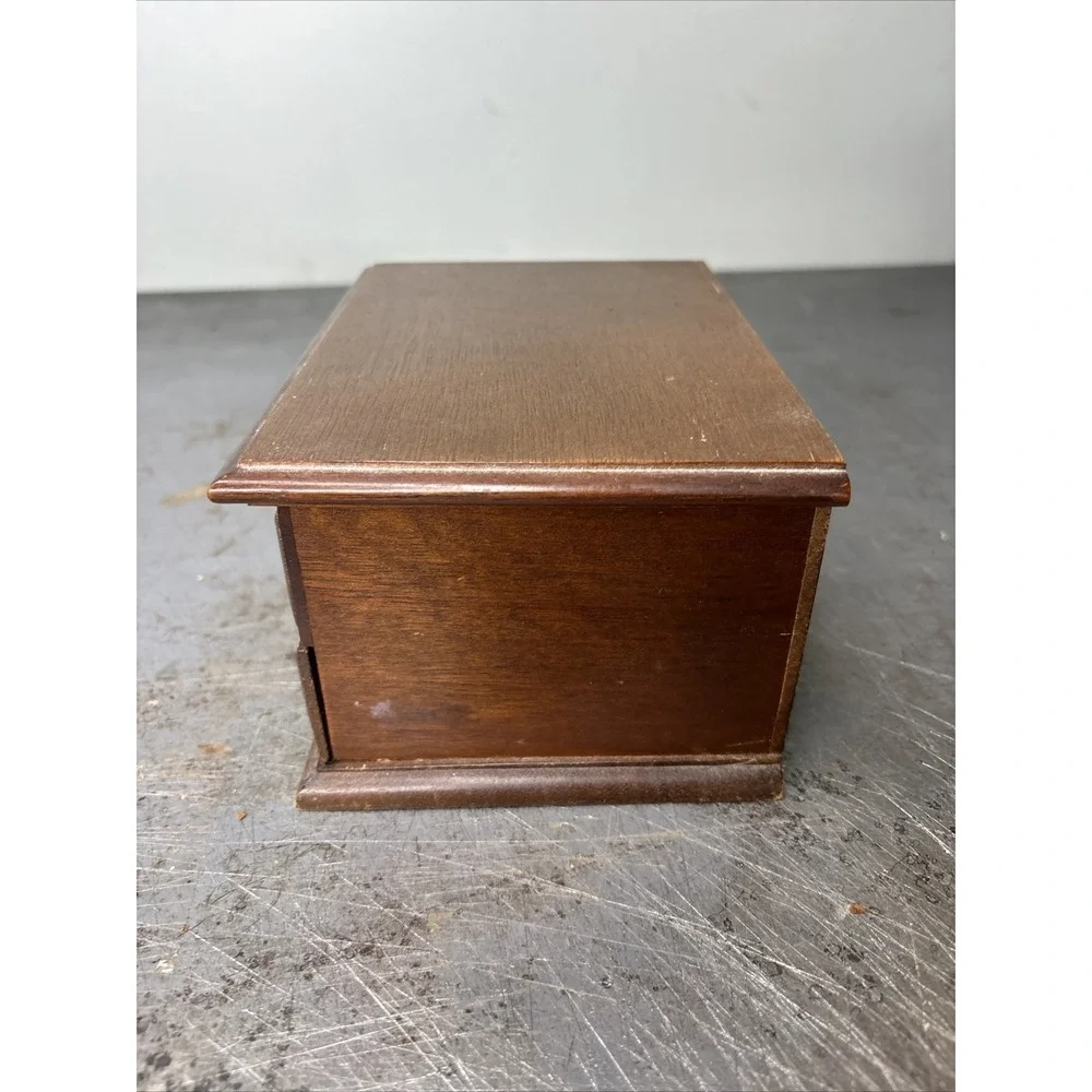 Vintage Wooden Himark 1 Drawer Small Jewelry Box Lined Compartments Mirror